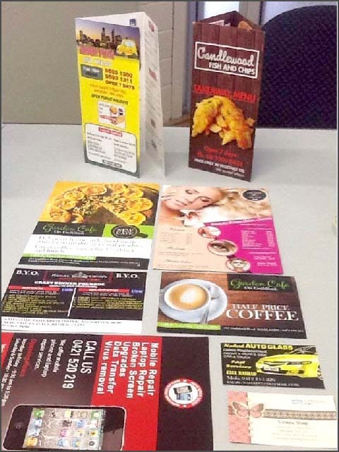 Menu and flyers
